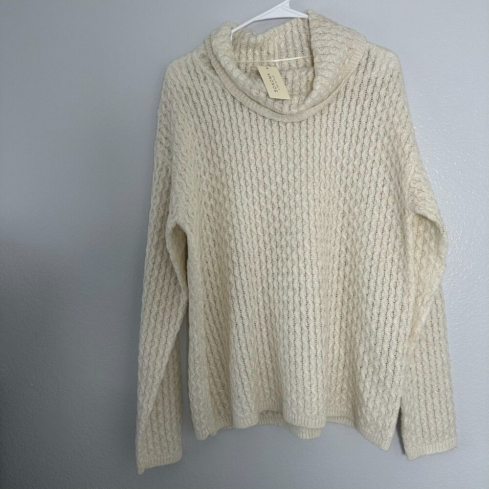Sonoma Women's Size XL Sweater Life Style White Gold Glitter Thread Knit Top
